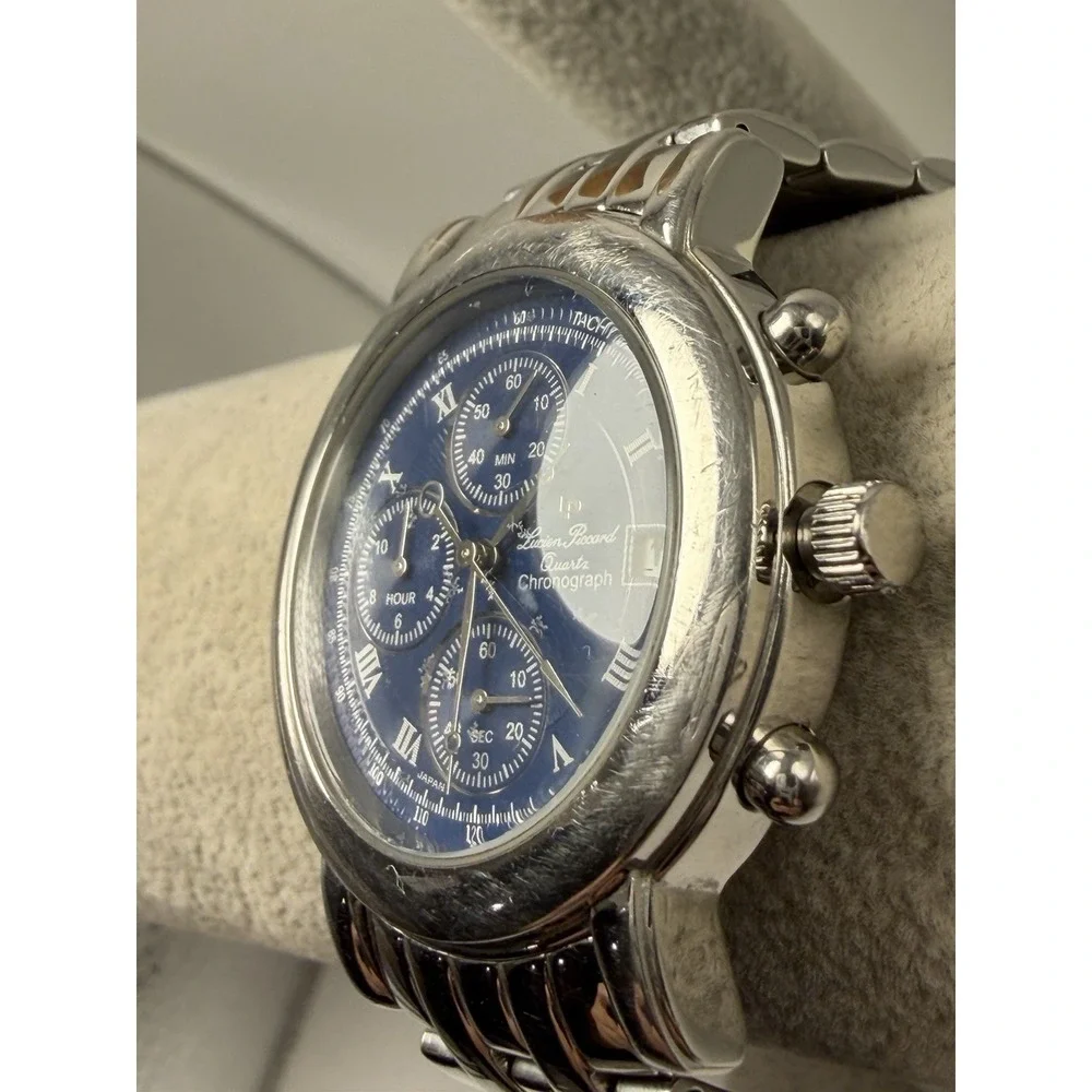 Lucien Piccard 26499BL New Battery Mens Chronograph Watch 38MM 8